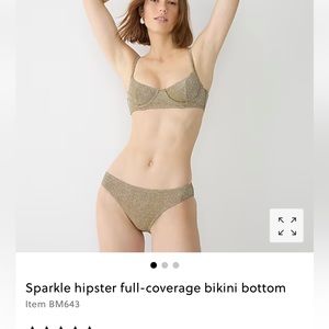 New J. Crew sparkle hipster full coverage bikini bottom gold shimmer xxl